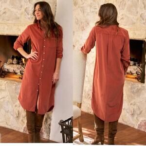 Frank & Eileen Rory Maxi Shirtdress Italian Corduroy In Spice Size XL